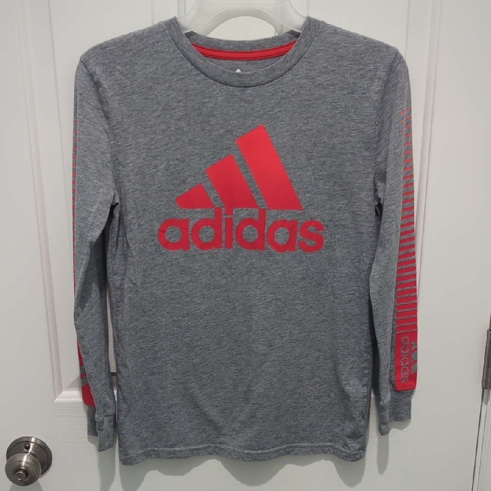 Adidas Kids Long Sleeve Shirt in Gray and Red
